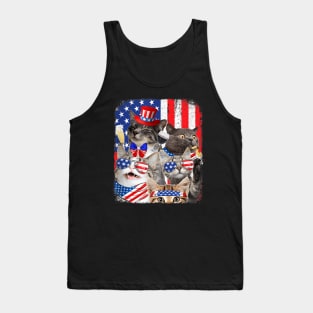 Funny Cat Patriotic USA Cat Lovers Cat Happy 4th July Tank Top